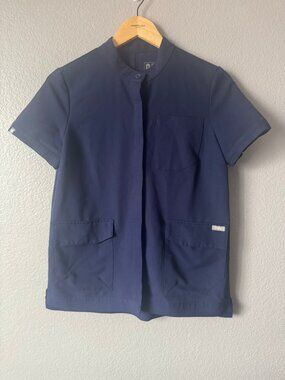 FIGS "Chisamba" Utility Snap-Front Scrub Top - Navy - XS